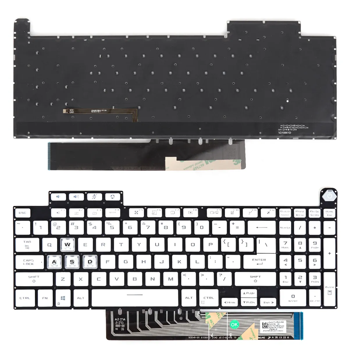 Picture of ASUS TUF Gaming F15 A15 F17 A17 FX507 FX507Z FA507 FA507R FX517 FX517Z FX707 FX707Z FA707 FA707R WHITE(WASD is transparent)BACKLIT